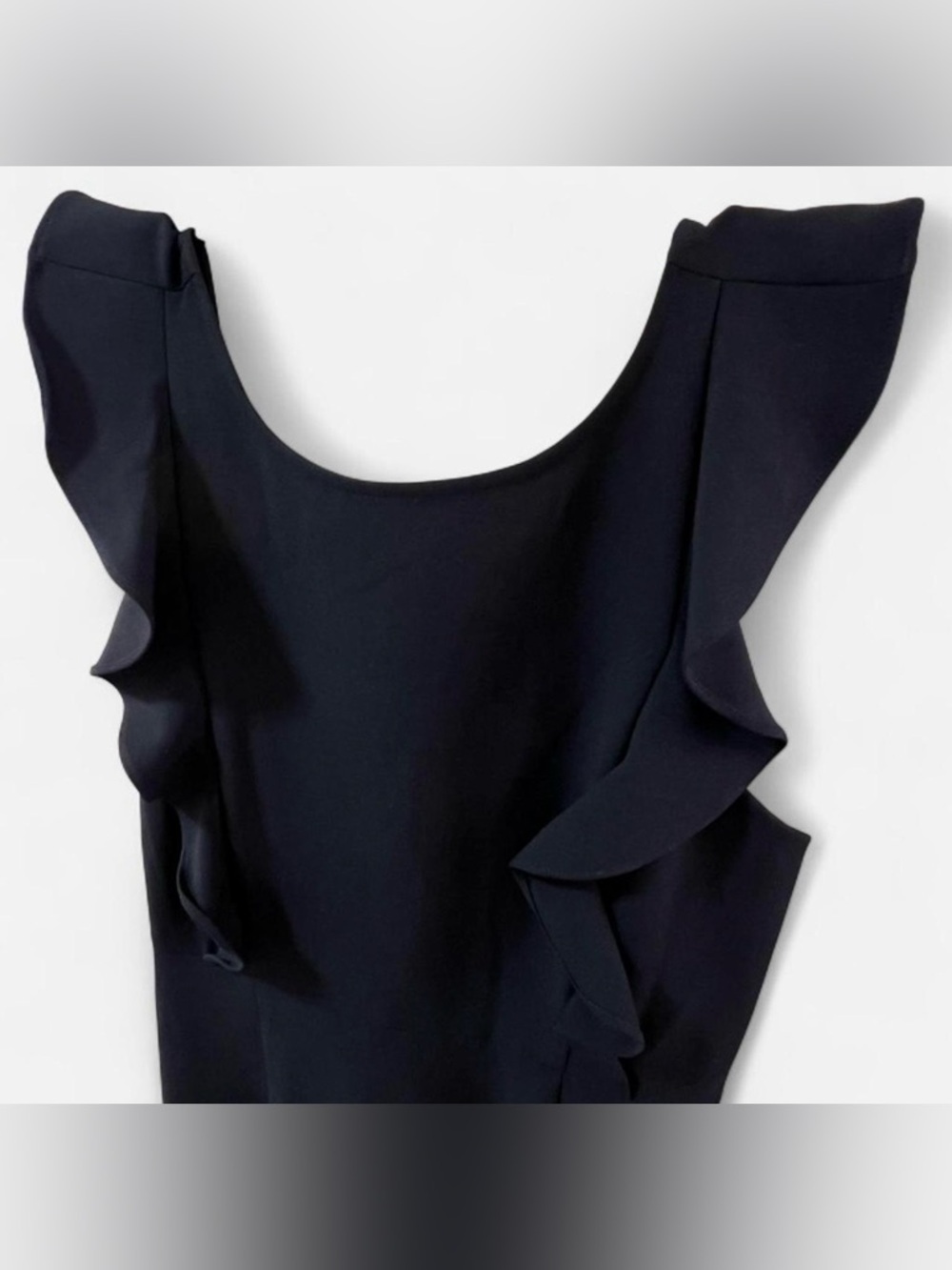 Lulu's Small Black Ruffle-Trim Midi Dress Formal Cocktail Wedding Guest Bodycon - Picture 5 of 8